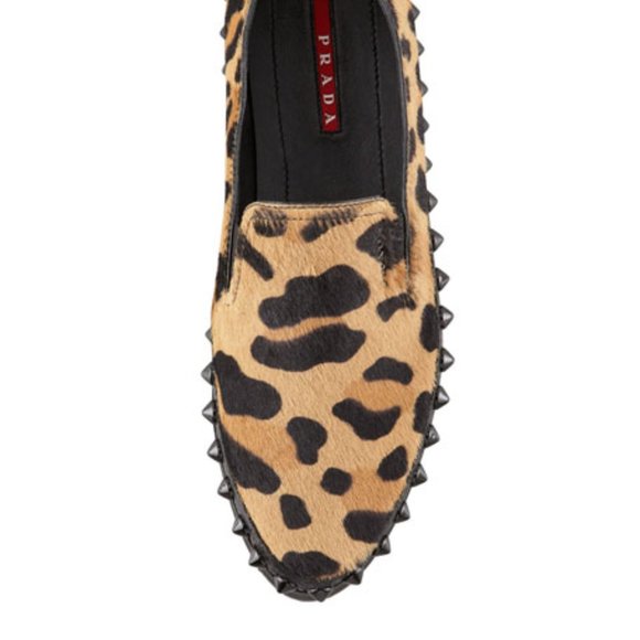 *FINAL PRICE* Prada Women's Leopard Stud Platform Slip-On Shoes - Picture 3 of 14